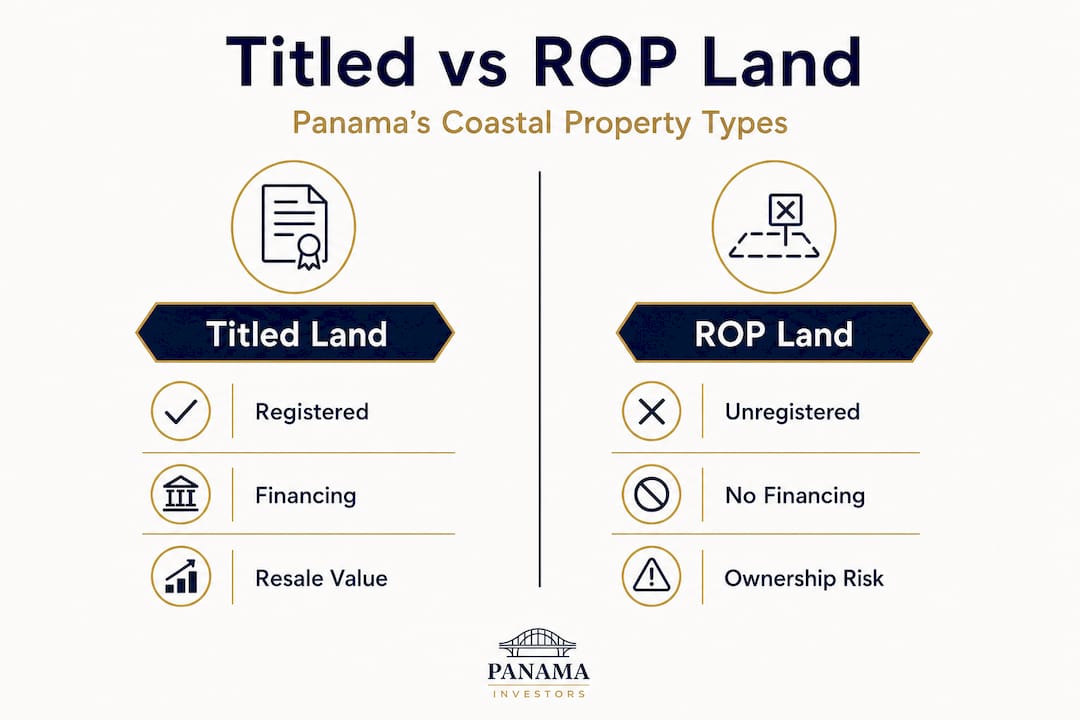 Infographic comparing titled and ROP property in Panama