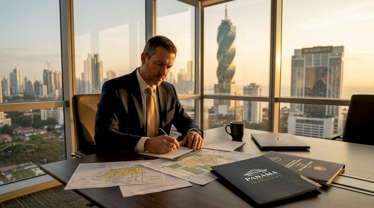 Attorney reviewing Panama real estate documents