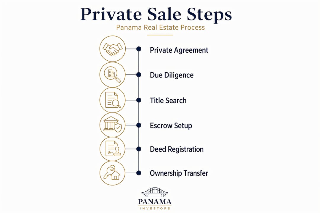 Infographic showing Panama sale step flow