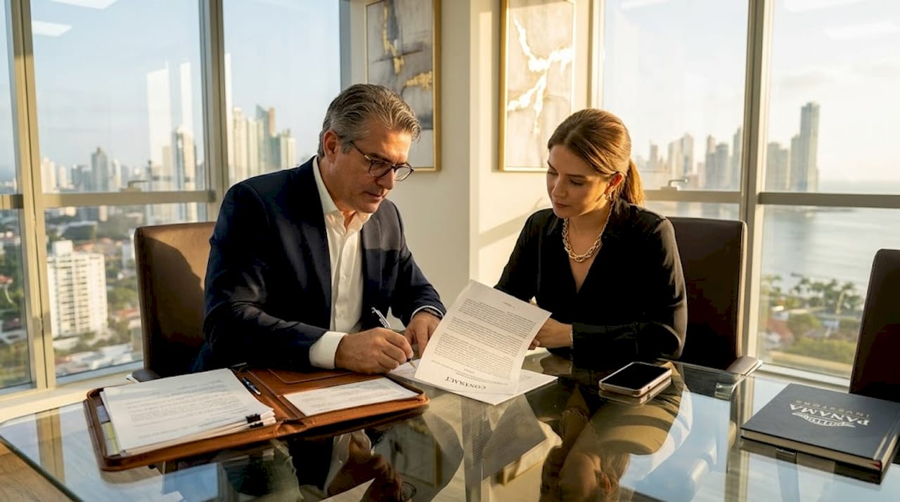 Attorney and realtor reviewing bilingual contract