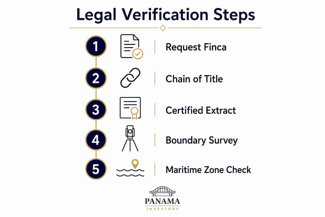 Infographic with legal verification steps for sea view properties
