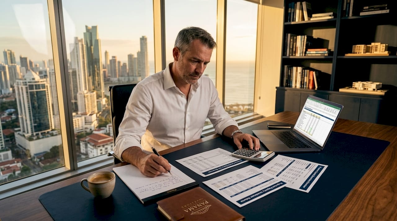 Investor reviewing Panama capital gains tax documents
