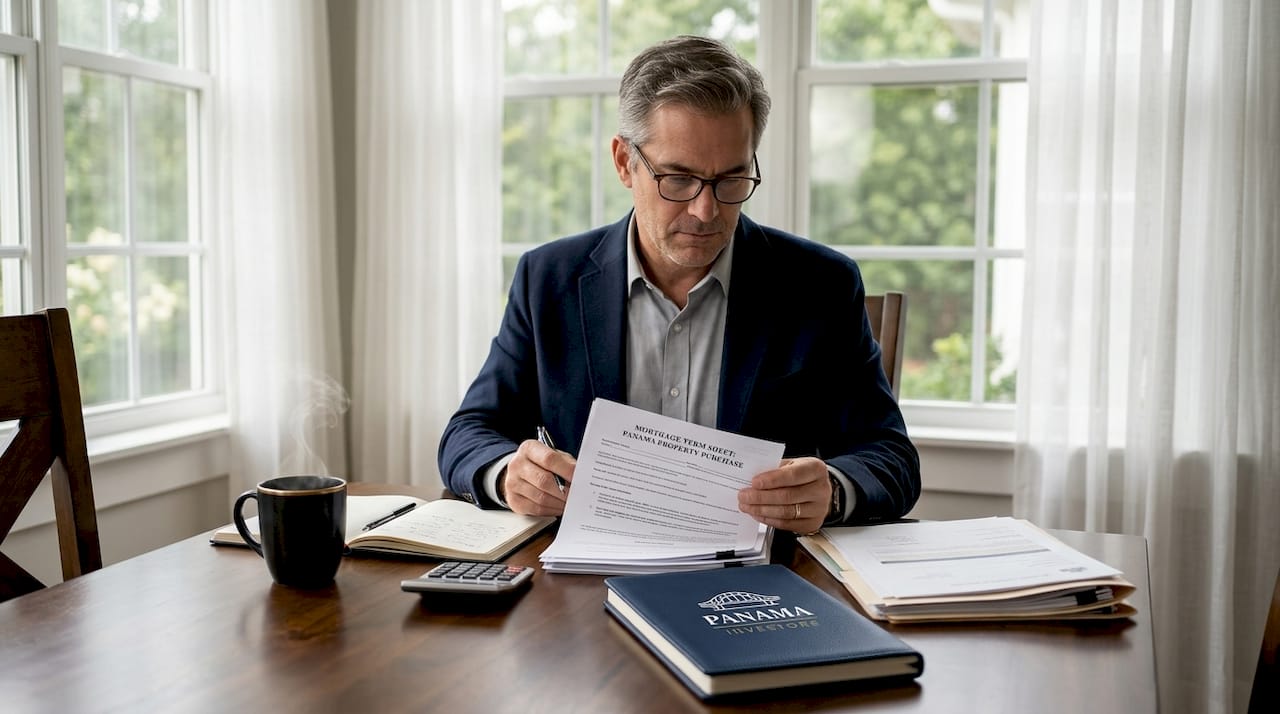 Man reviewing mortgage documents at home