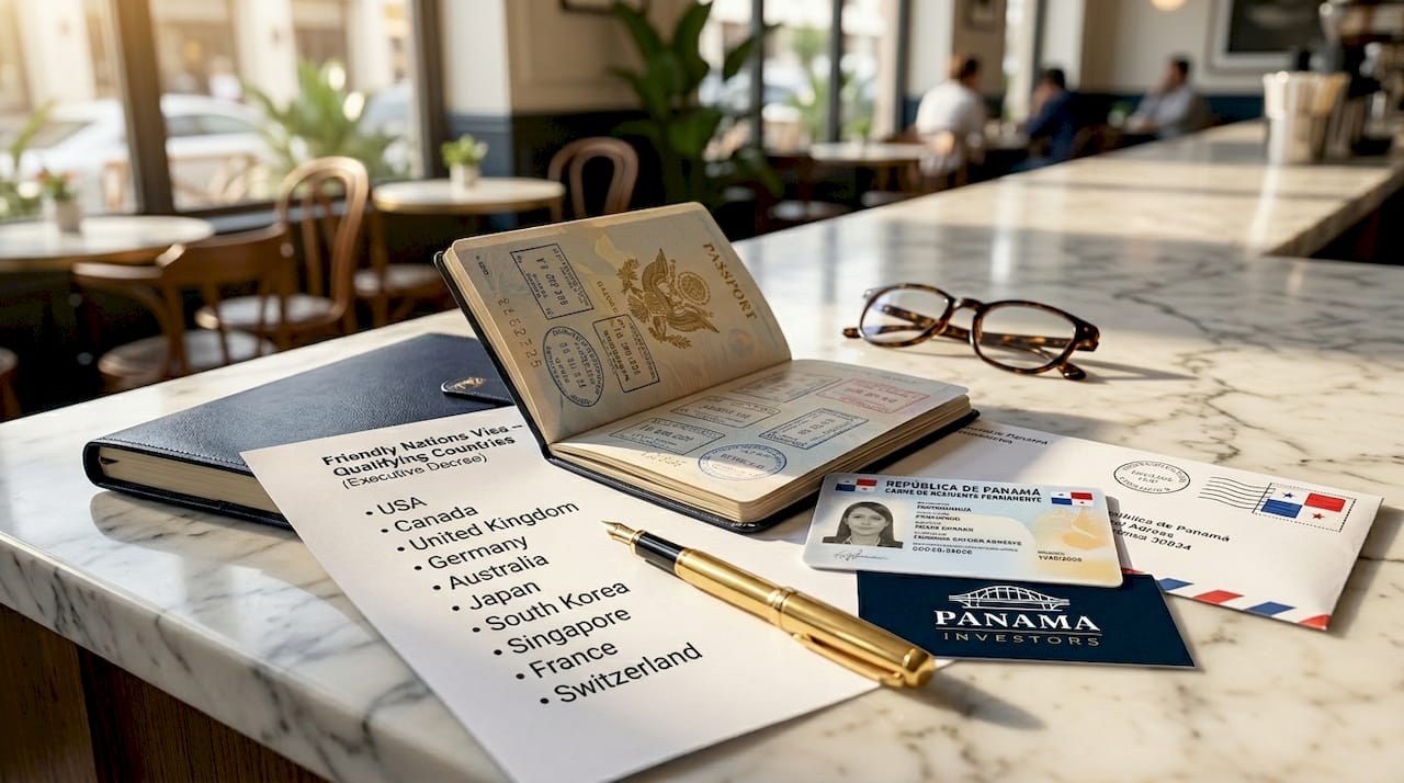 Visa documents and passport on wooden desk