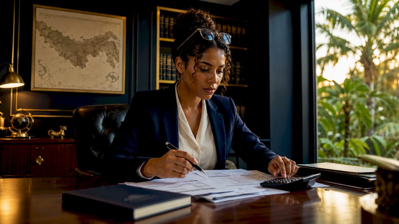 Lawyer calculating Panama legal fees