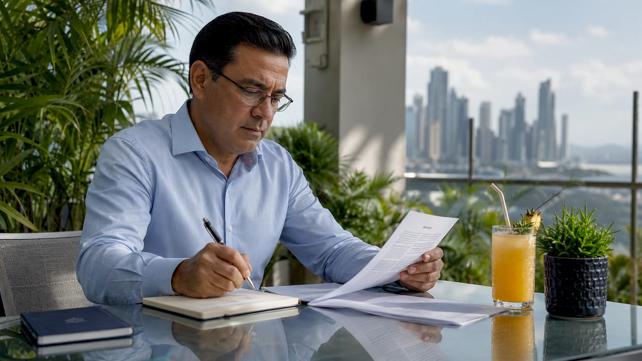 Man reviewing Panama closing cost documents