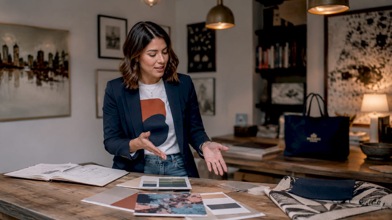 Designer presenting customization options