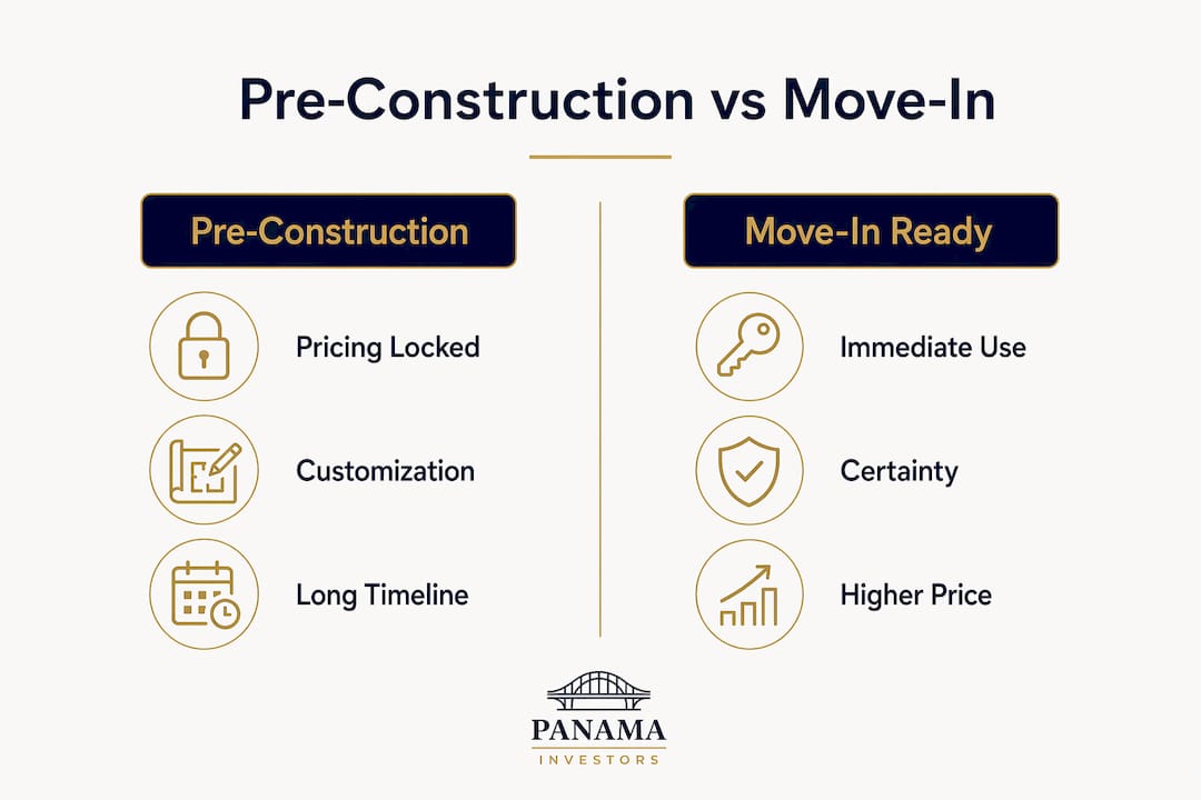 Infographic comparing pre-construction and move-in ready homes