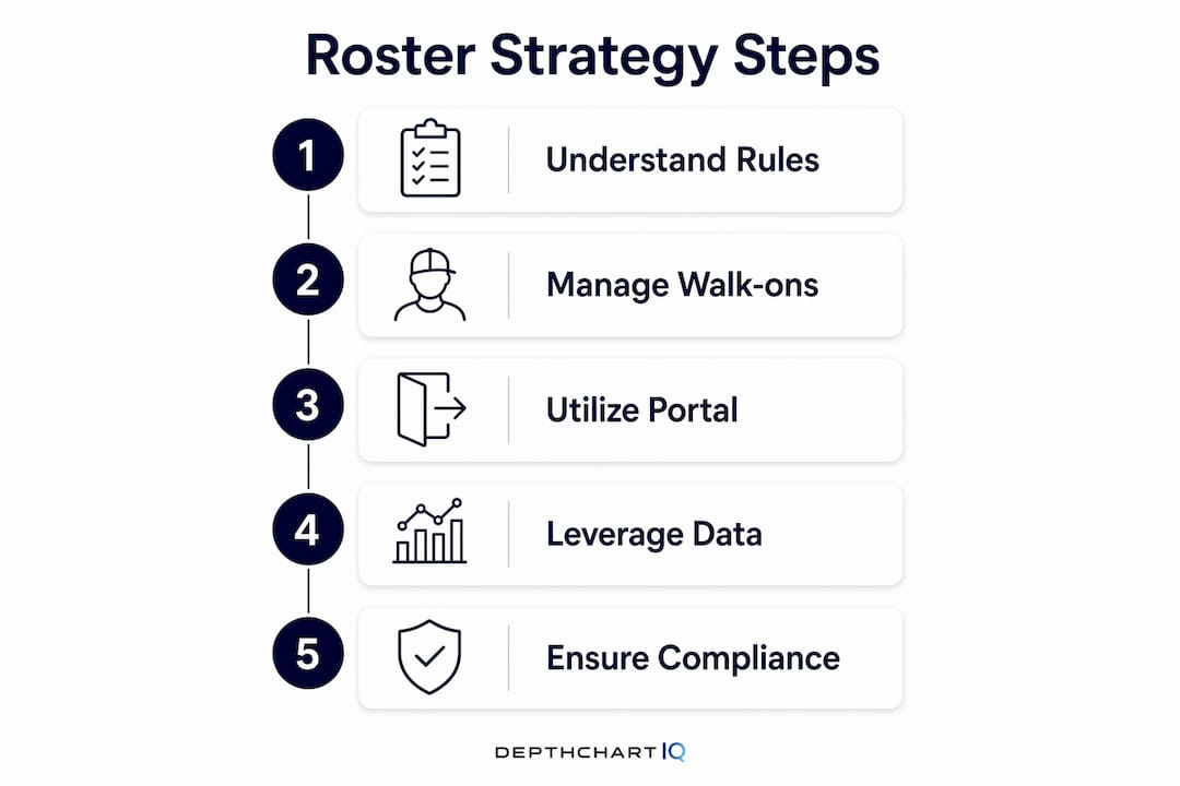Infographic showing five key roster strategy steps