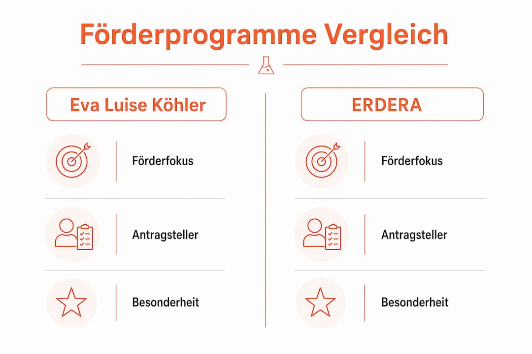 Vergleich der wichtigsten Förderprogramme auf einen Blick – unsere Infografik zeigt die Unterschiede übersichtlich