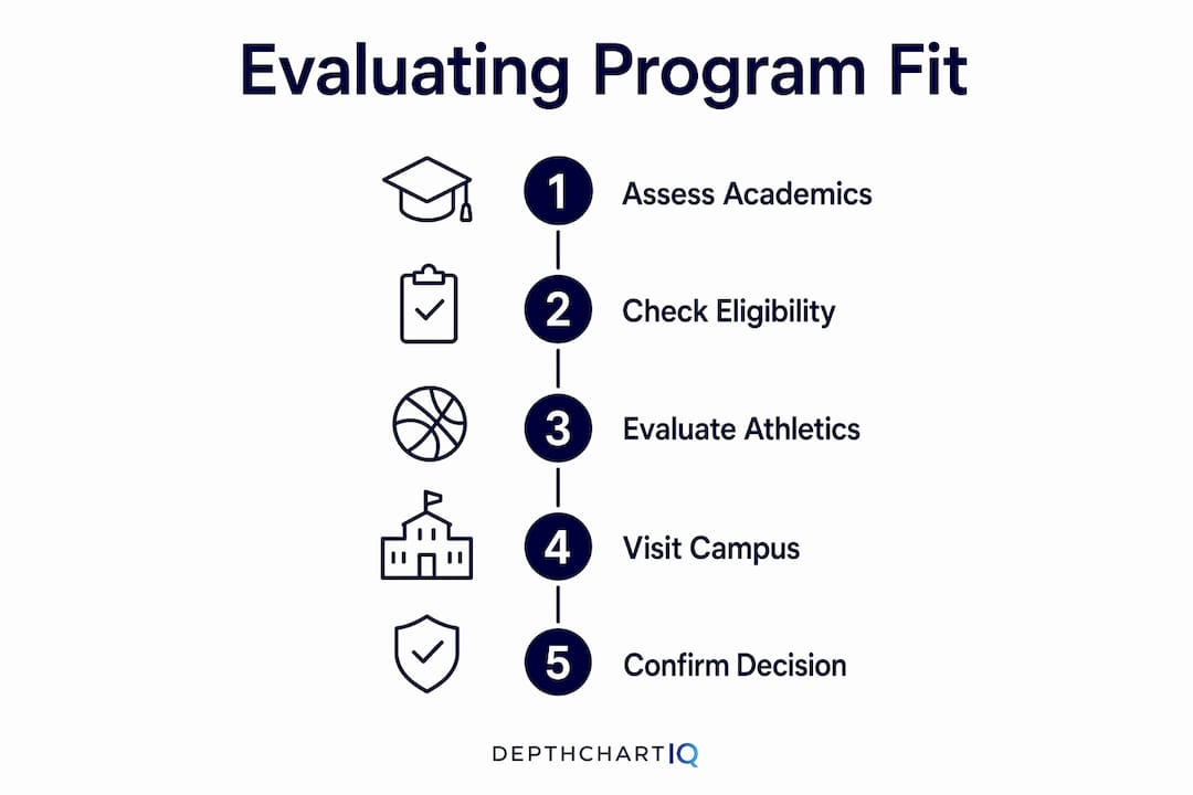 Infographic showing steps to evaluate program fit