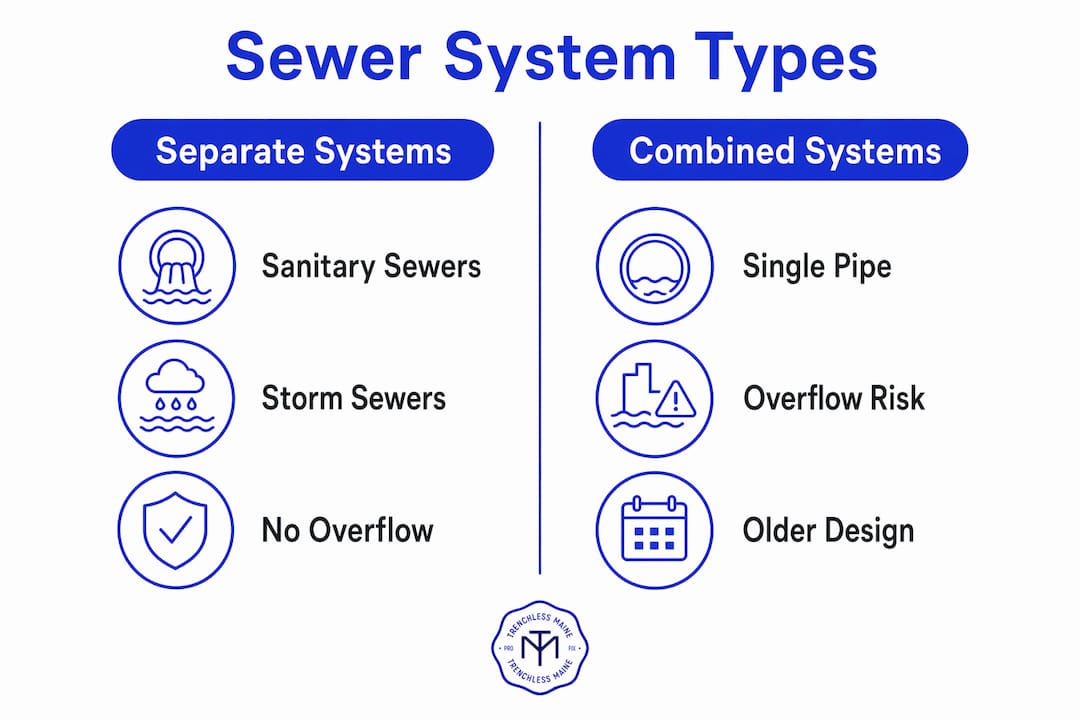 Infographic comparing separate and combined sewer systems