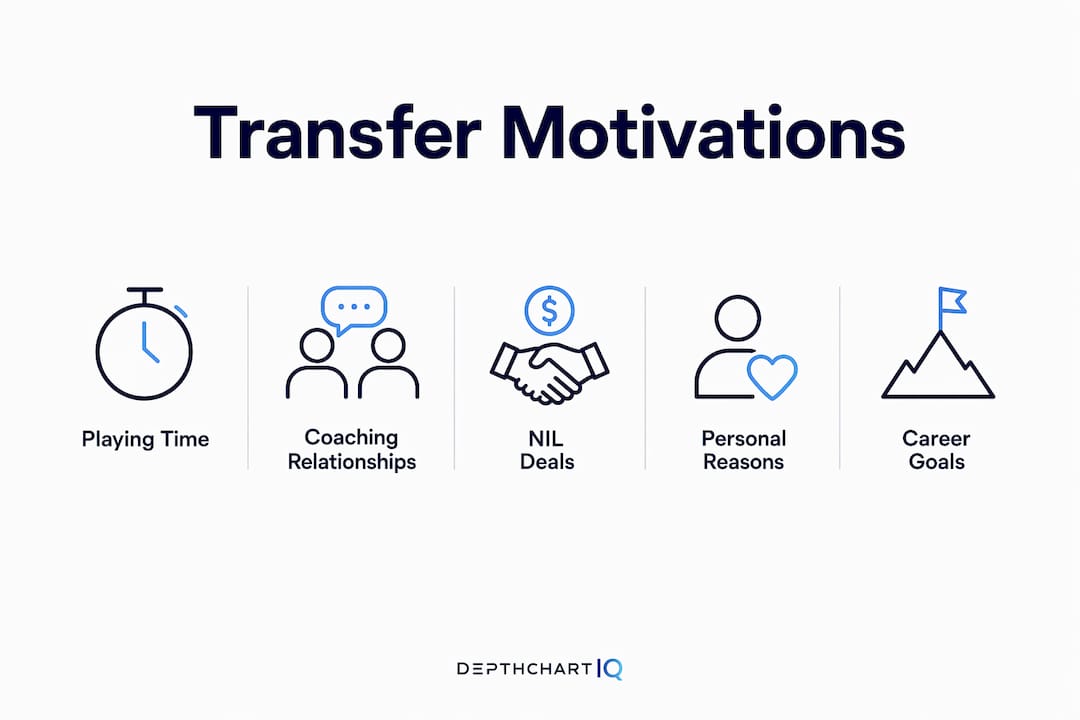 Infographic illustrating core reasons for athlete transfers