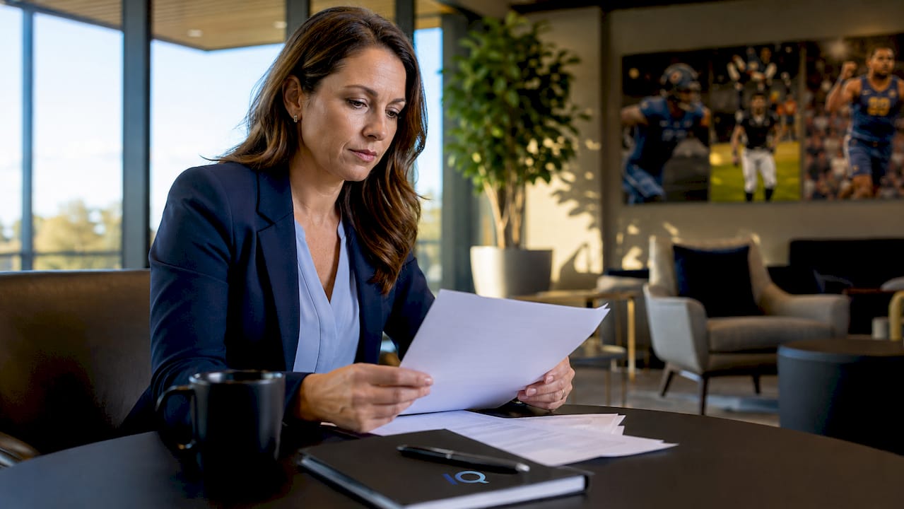 Officer reviewing transfer compliance documents