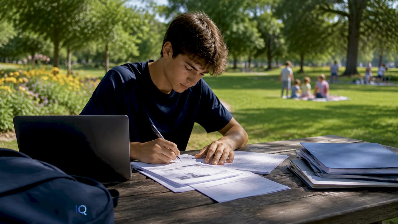 High school athlete reviewing recruiting paperwork
