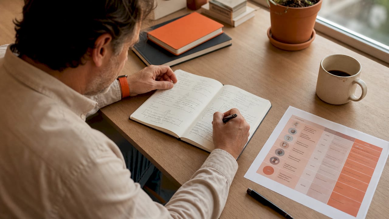 Un chercheur prend des notes sur les différentes catégories de biomarqueurs.