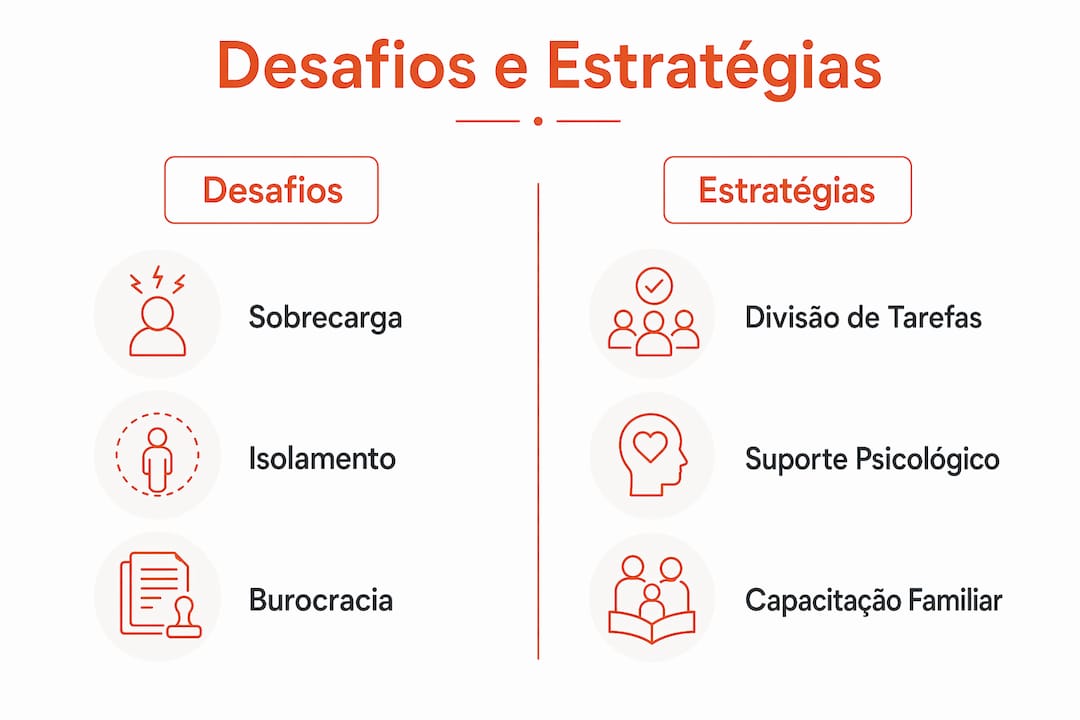 Infográfico mostra os principais desafios enfrentados pelas famílias e as estratégias usadas para superar cada um deles.