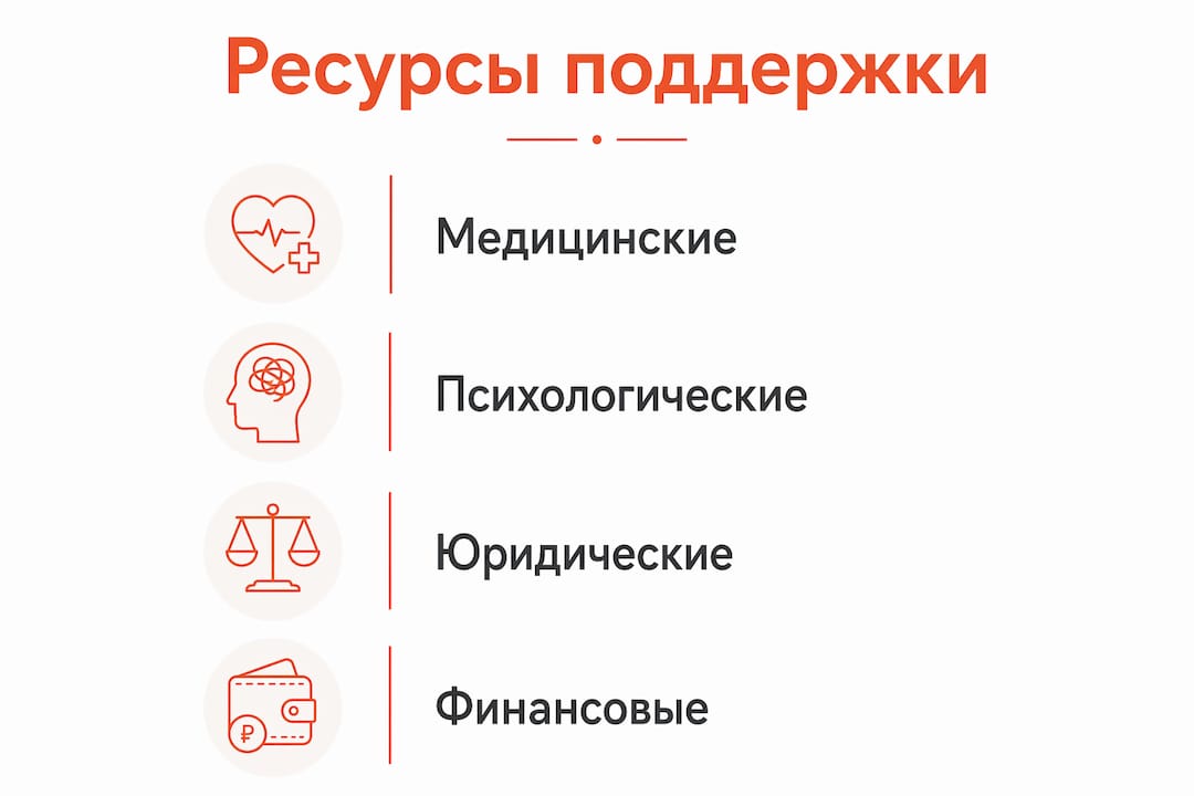Инфографика с полезной информацией и важными ресурсами для поддержки семьи