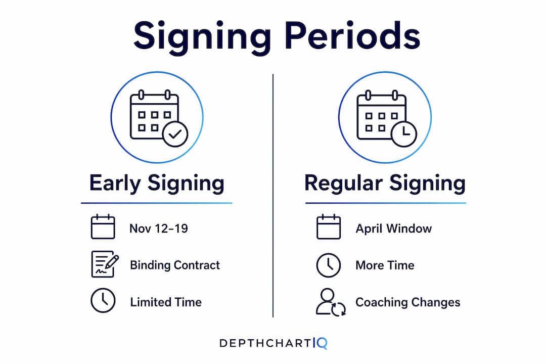 Comparison infographic of early vs regular signing periods