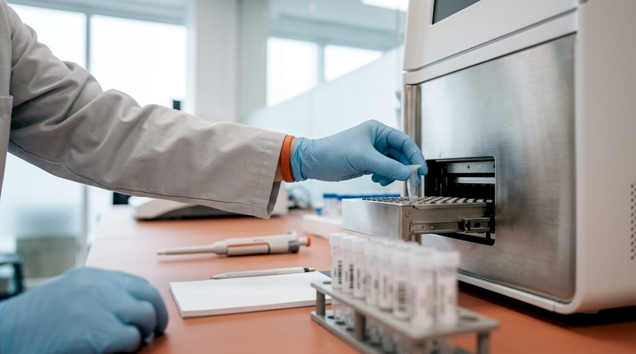 Técnico a preparar amostra para sequenciação