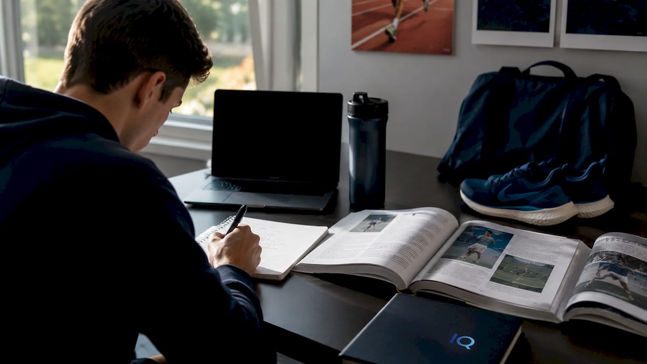 Student studying athletic and academic foundations