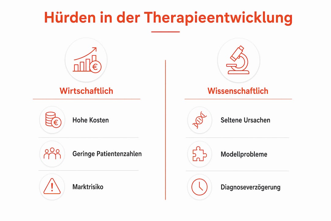 Die Infografik veranschaulicht, welche wirtschaftlichen und wissenschaftlichen Hürden bestehen.