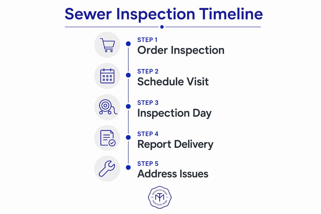 Infographic illustrating sewer inspection scheduling steps