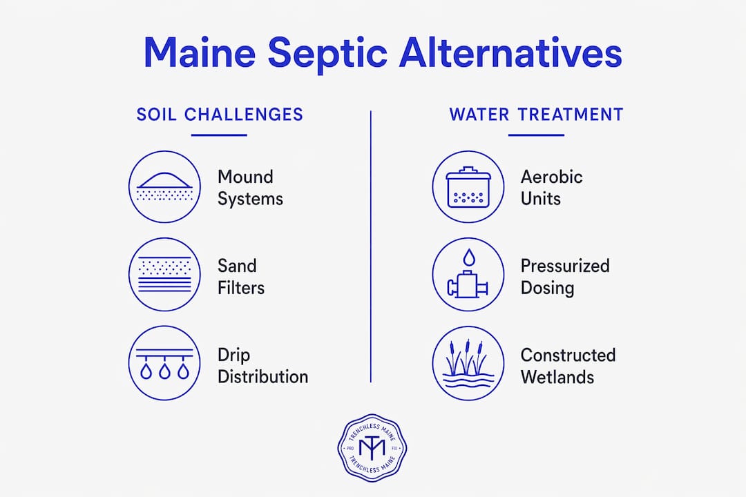 Infographic comparing septic system categories in Maine