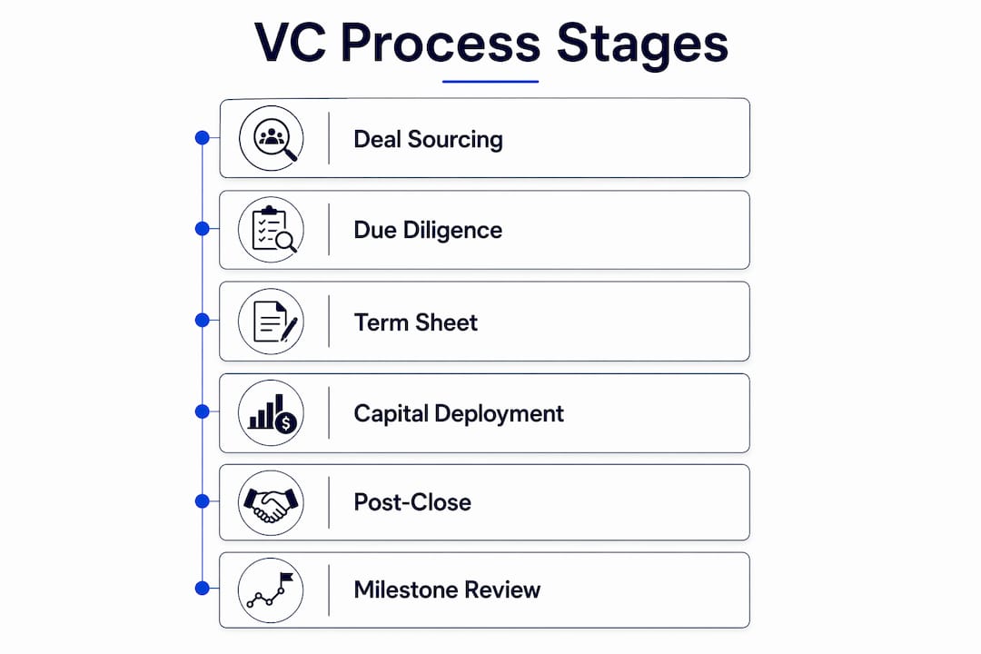 Infographic outlining biotech VC process stages