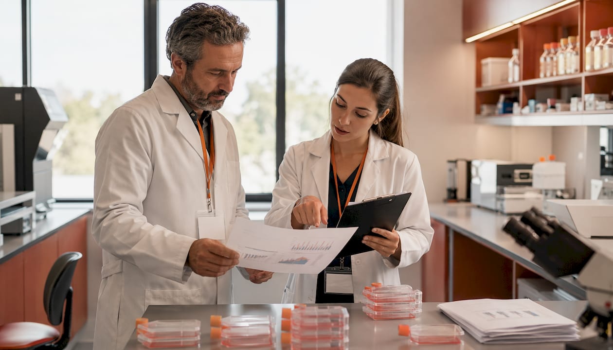 Investigadores a debater os dados de validação das iPSC