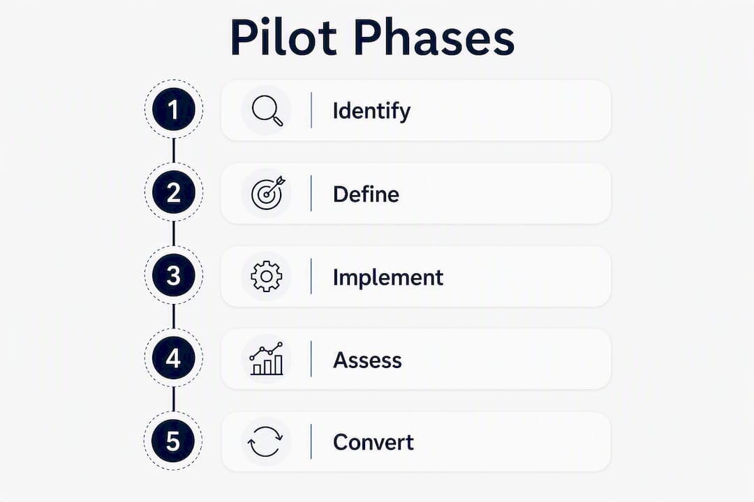 Infographic outlining biotech AI pilot phases