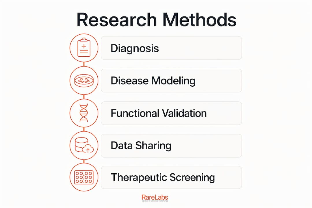 Infographic illustrating rare diseases research methods
