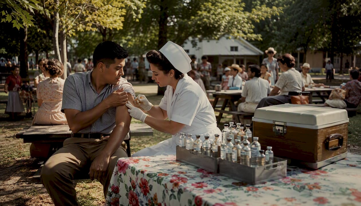 Smallpox vaccination historical campaign scene