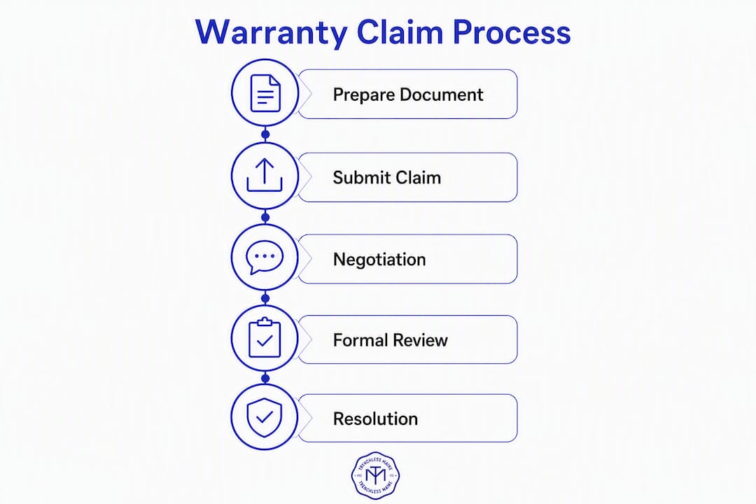 Infographic showing warranty claim process steps