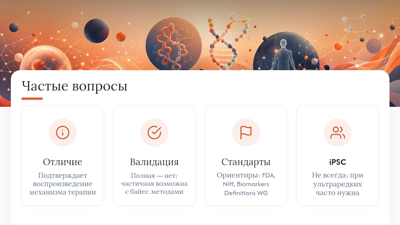 Частые вопросы о трансляционных биомаркерах редких болезней — overview diagram