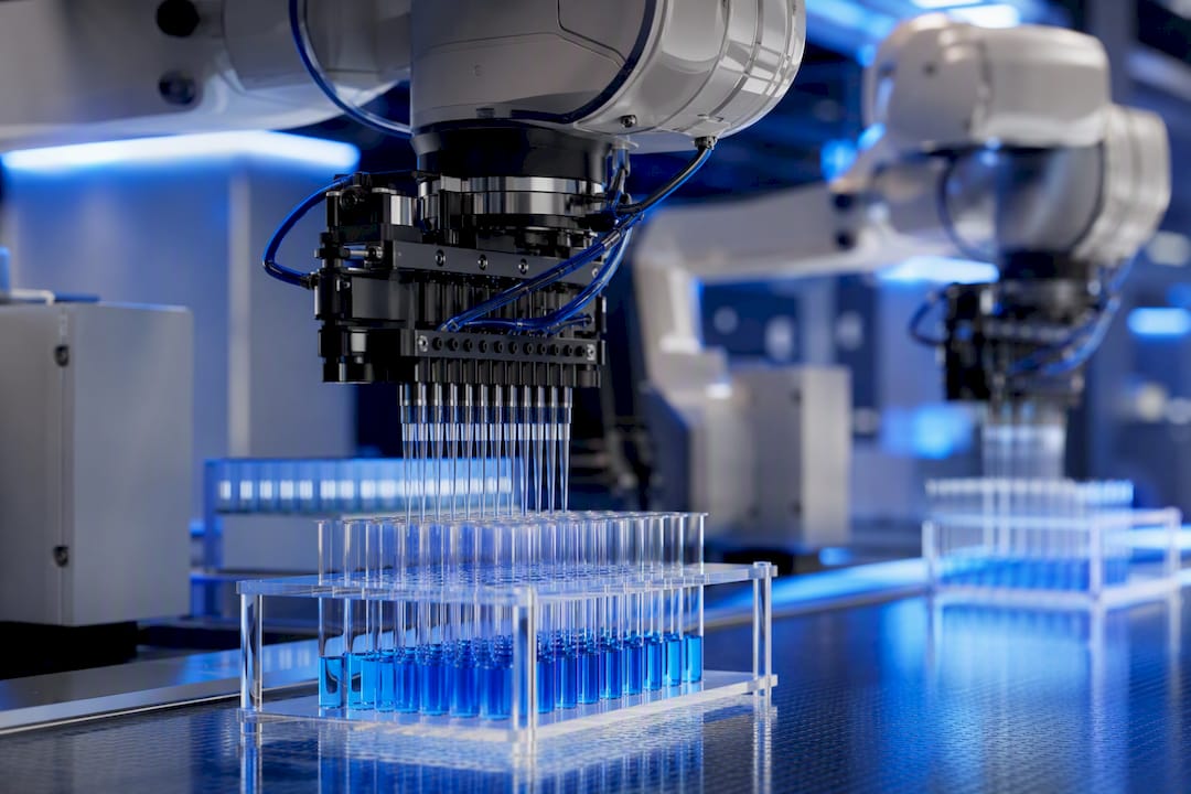 Robotic arms automating lab pipetting