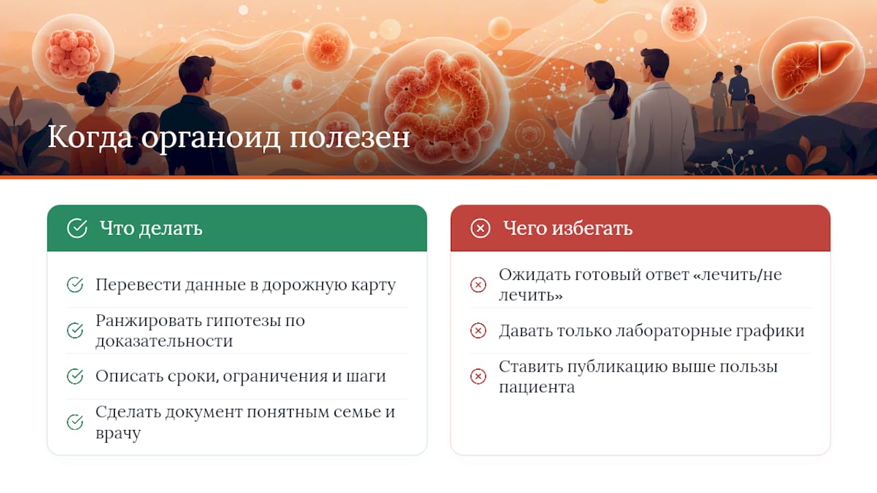 Позиция Hopeatrarelabs: когда органоиды реально меняют траекторию поиска терапии — overview diagram