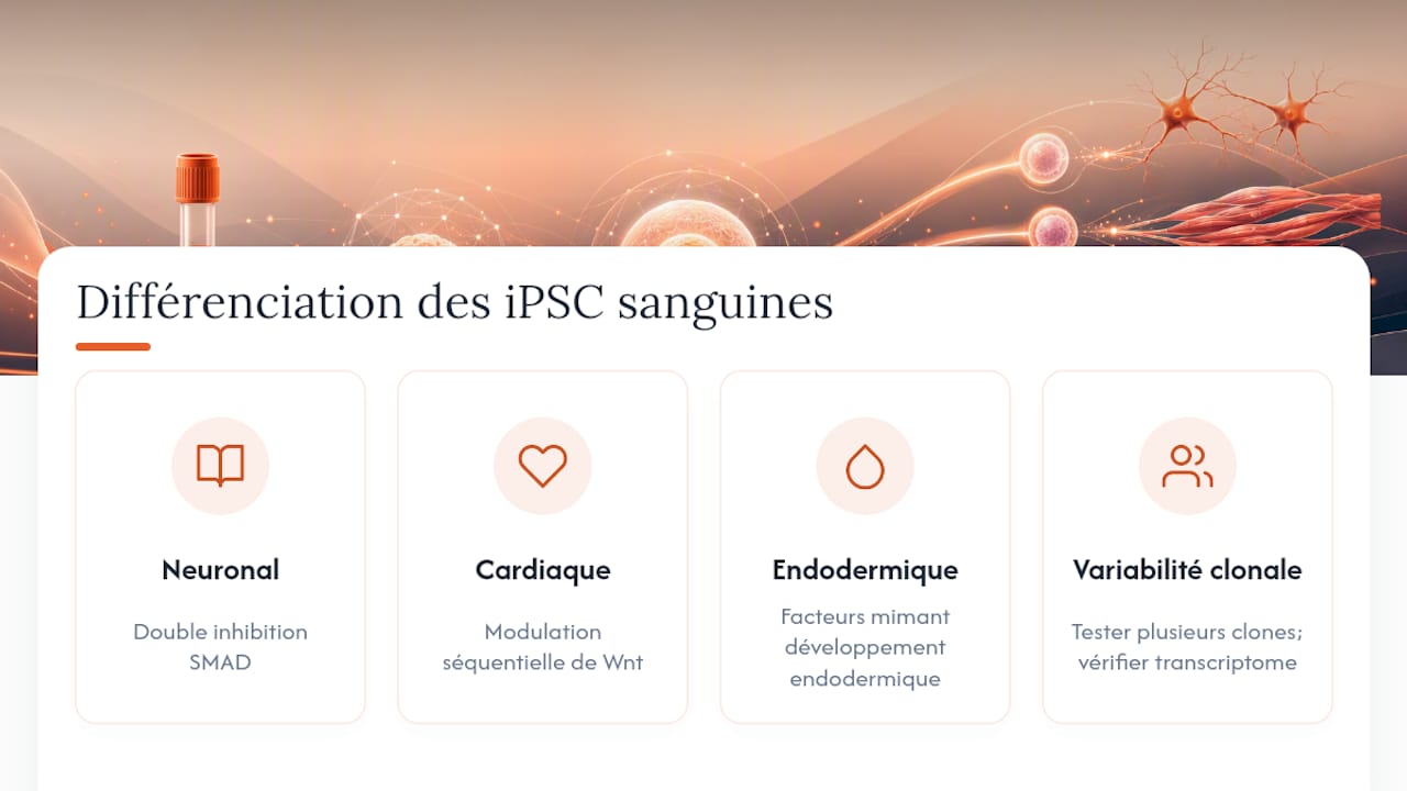 Comment différencier une iPSC sanguine une fois la lignée établie ? — overview diagram
