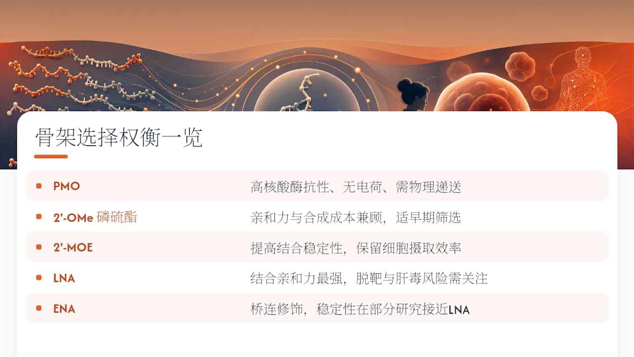 五种 ASO 化学修饰特性对比