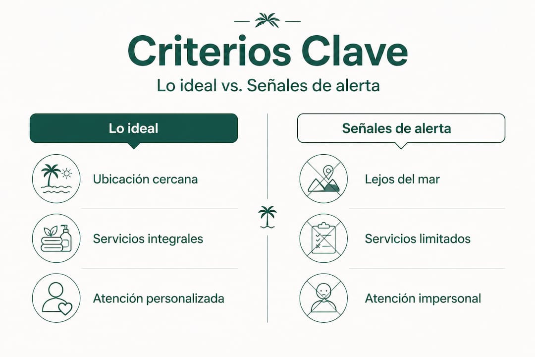 Infografía: diferencias entre los criterios ideales y las señales de alerta