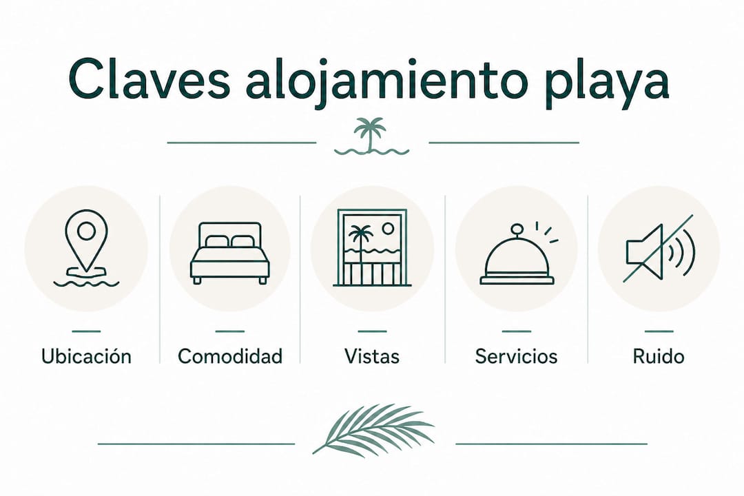 Guía visual con los puntos clave para escoger el alojamiento ideal en la playa