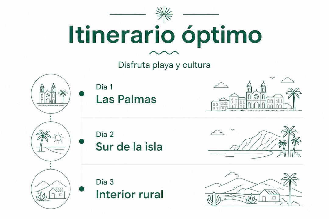 Infografía con la ruta imprescindible para descubrir Gran Canaria