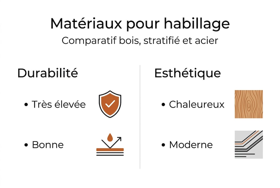 Visuel comparatif des différents matériaux pour habiller un escalier