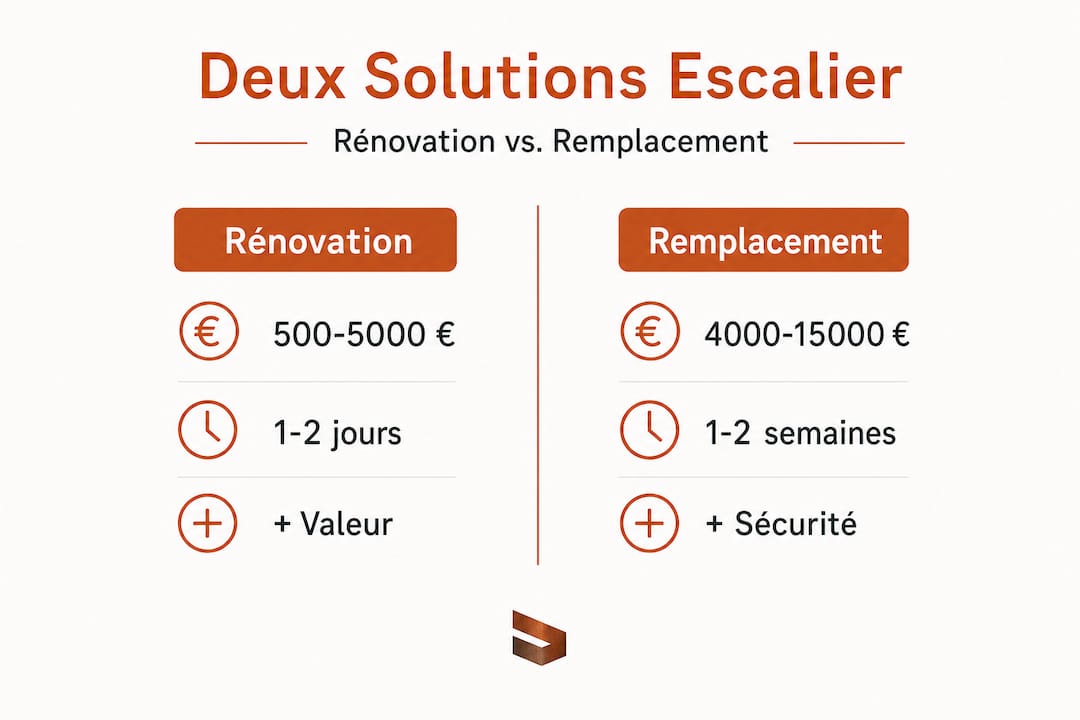Infographie : rénovation ou remplacement de votre escalier, que choisir ?