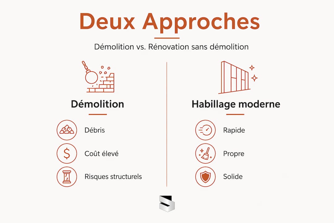 Infographie : les différences entre la démolition et la rénovation d’un escalier