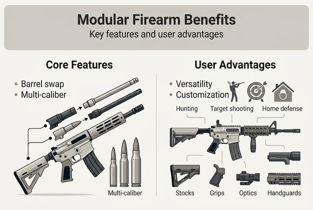 Infographic shows modular firearm features and benefits