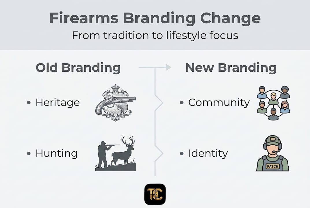 Infographic showing evolution of firearms branding