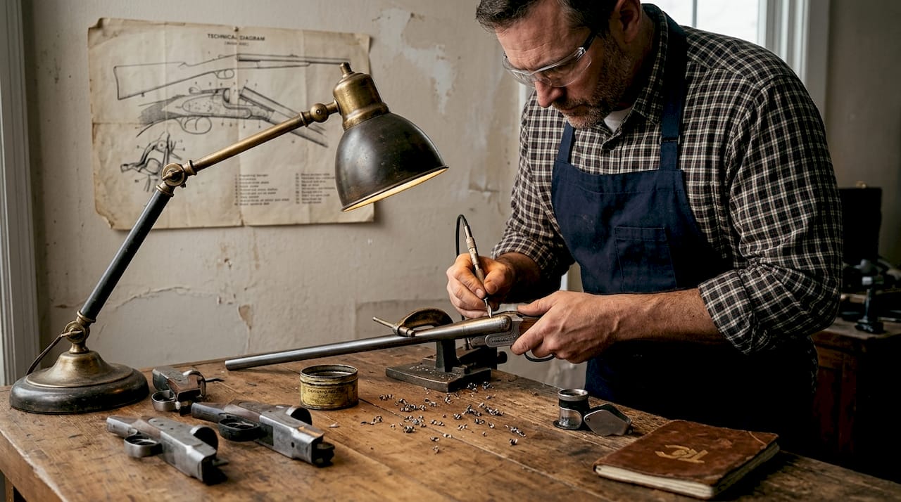 Engraver marking serial number on firearm