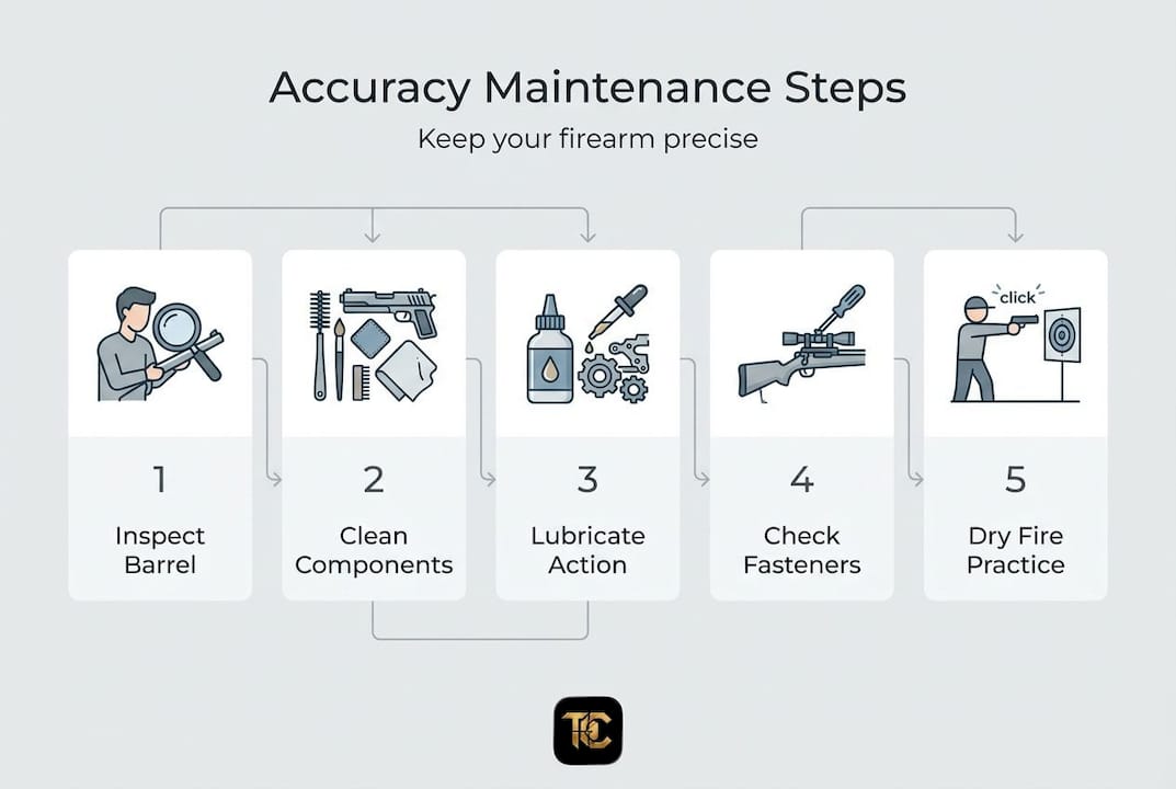 Infographic outlining steps for firearm accuracy care