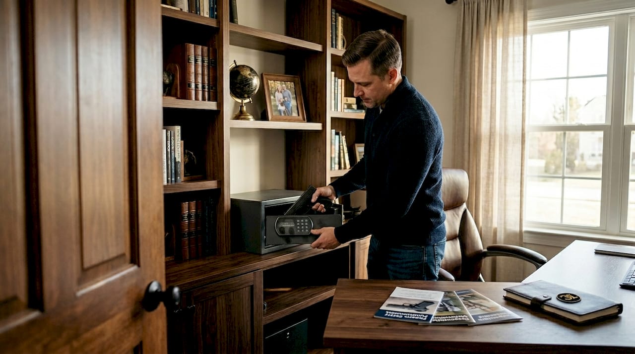 Homeowner storing handgun in digital safe